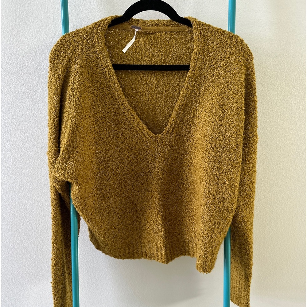 Free People Gold Boucle Sweater